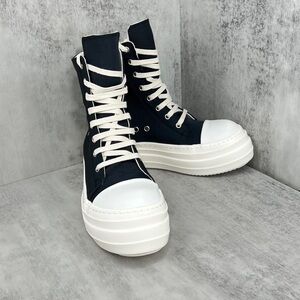 Rick Owens Black and White Lace Up Boots